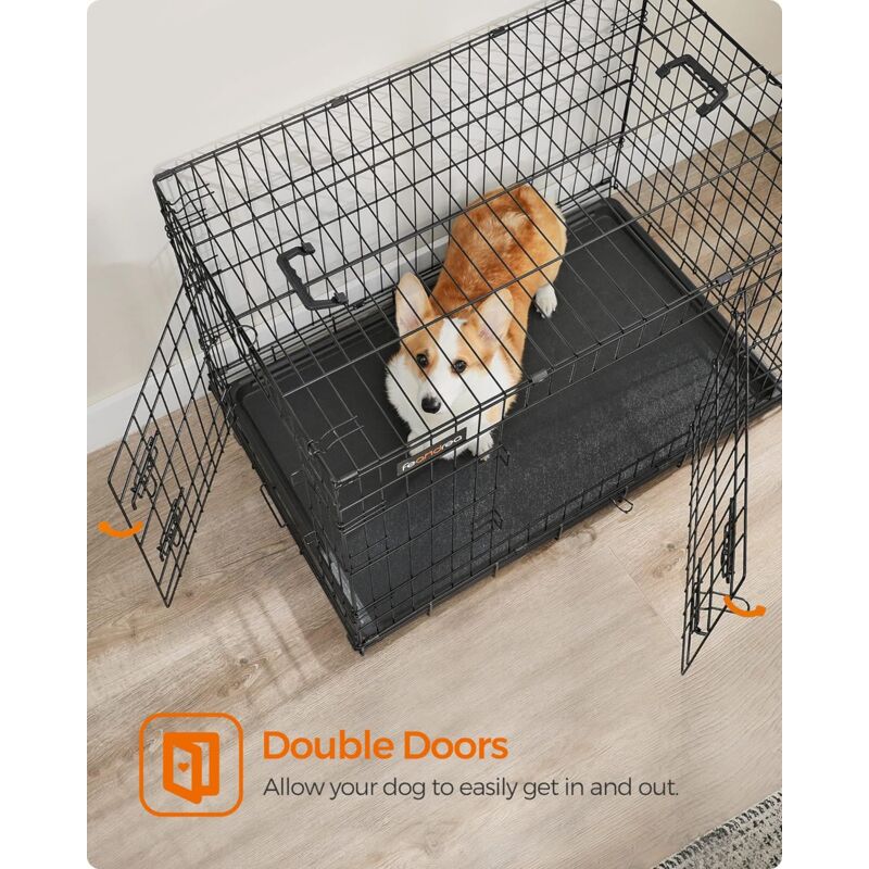 FEANDREA Cage pour Chien 2 Portes Pliable et Transportable avec 