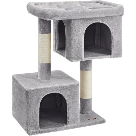 Feandrea Árbol para Gatos, Torre para Gatos de 101 cm, XL, para Gatos Extra Grandes de hasta 20 kg, Plataforma Grande para Gatos, 2 Cuevas para Gatos, Rascador, Gris Claro por SONGMICS - Gris Claro