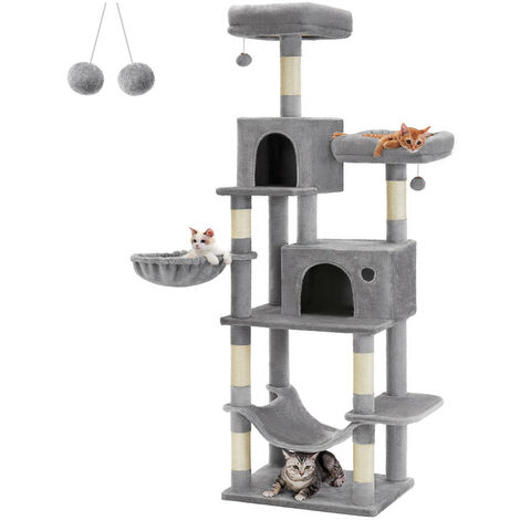Feandrea – Arbre à chat 199 cm – Grande tour de jeux multi-niveaux – Housses amovibles – 5 niveaux avec poteaux à griffer et niches confortables
