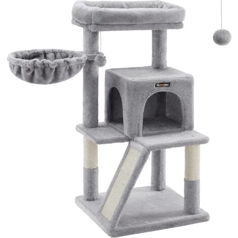 FEANDREA Arbre à Chat, Tour de Jeux, Grand Plate-Forme, Gris Clair  PCT51W