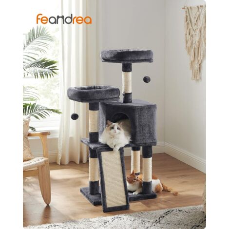 FEANDREA Arbre à chat, Tour poteaux à gratter 115 cm, Gris Anthracite PCT141G01
