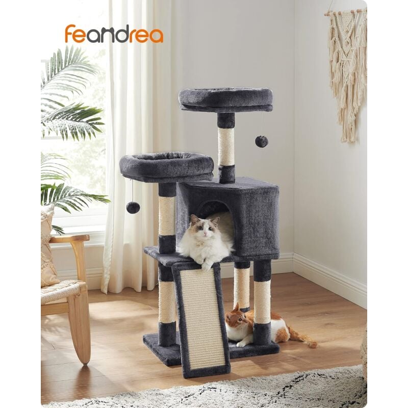 Feandrea Arbre à chat, Tour poteaux à gratter 115 cm, Gris Anthracite PCT141G01