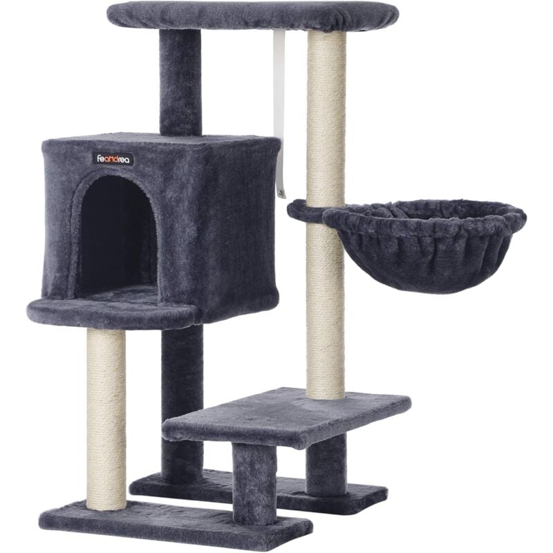 Songmics - feandrea Arbre à chat, Tour poteaux à gratter 84 cm, Gris Anthracite
