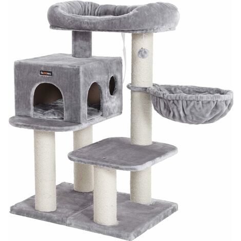 Feandrea Cat Tree Cat Tower With Xxl Plush Perch Cat Condo With Adjustable Units Cat Toys Extra Thick Posts Completely Wrapped In Sisal Stable Beige By Songmics Pct01w