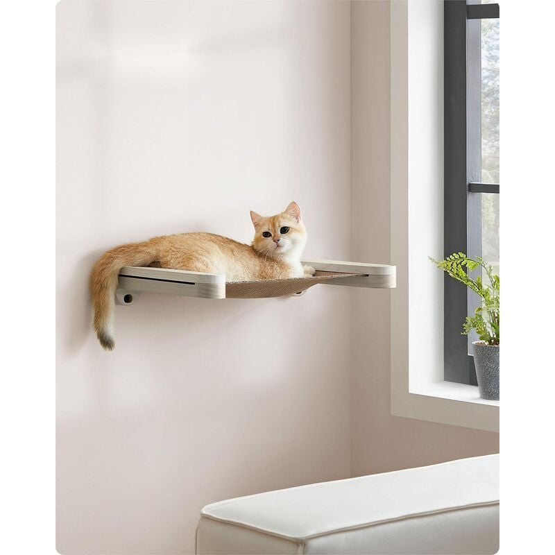 Feandrea Clickat Katzen-Hängematte, Katzenbett für die Wand, Kletterwand Katzen, Gewebe-Teil austauschbar waschbar, platzsparend, leichter Auf- und