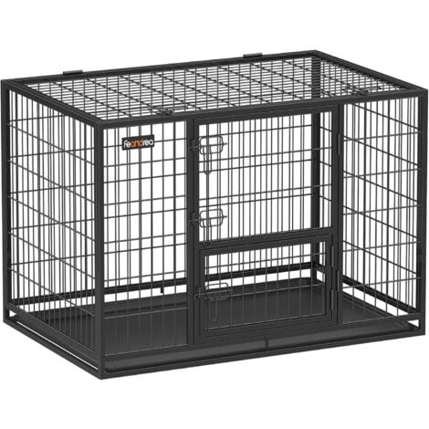 FEANDREA Gabbia per Cani Pesanti, Casetta per Animali Domestici, 107 x 70 x 74,9 cm, per Cani di Taglia Grande e Media, Anti-fuga, Doppio Sportello Rimovibile