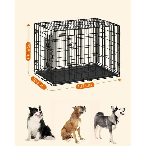 FEANDREA Jaula metálica para perros Transportín plegable para mascotas (XL 106 x 70 x 77.5cm) por SONGMICS