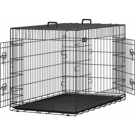 FEANDREA Jaula metálica para perros Transportín plegable para mascotas (XXL 122 x 74.5 x 80.5cm) por SONGMICS - Negro