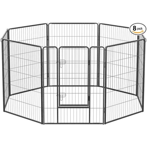 FEANDREA Luxe Parc 80 x 100cm Enclos pour Chiens Parc à Chiots Animaux de compagnie Gris/Noir