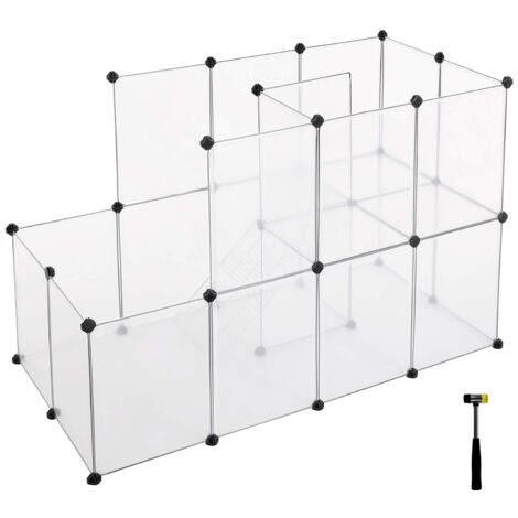 Feandrea – Parc modulable pour petits animaux – Dimensions 143 x 73 x 93 cm – Panneaux en plastique PP – Échelle à maille fine – LPC03W