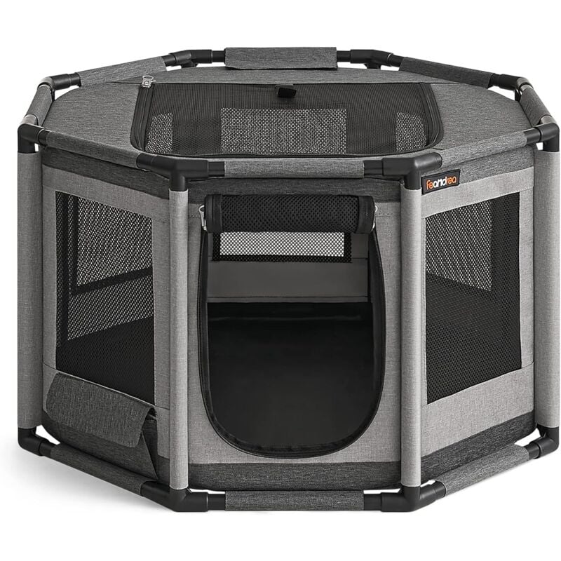 Songmics - Parc pour Chien en Tissu Oxford, Clôture Octogonale, Enclos, Taille m, 72 x 72 x 43 cm, Cadre en Tube pvc, Filet Respirant, Pochette de