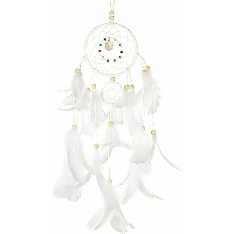 Feather Dream Catcher Shell Dreamcatcher Novelty Ornaments Colorful Beads Decoration Car Home Handmade White