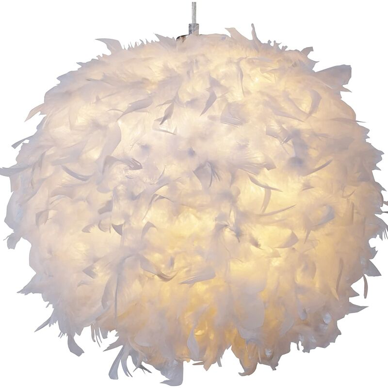 Mimiy - Feather Light Shade Lamp Shades for Pendant Ceiling Light, Table Lamp, Floor Lamp (20cm, White)