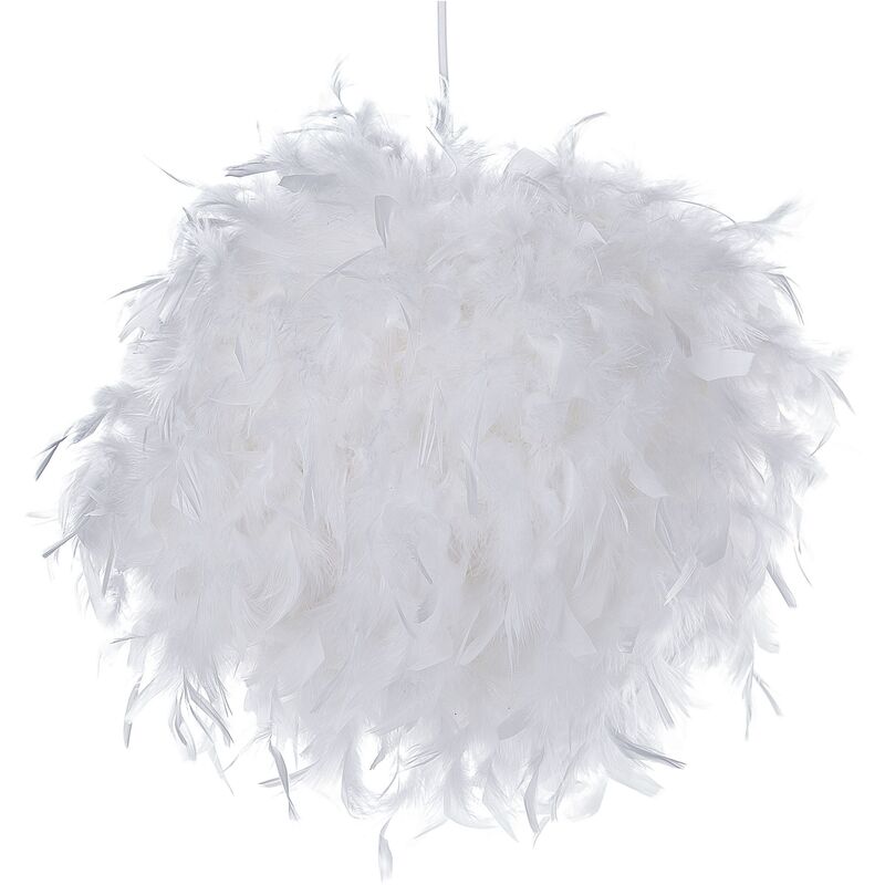 Beliani - Modern Pendant Ceiling Lamp Light Feather Round Lamp-Shade White Drava
