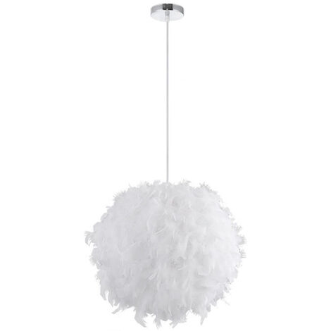 main image of "Feather Pendant Light Modern Hanging Ceiling Lamp Romantic Chandelier with Lampshade for Kitchen Island (White)"