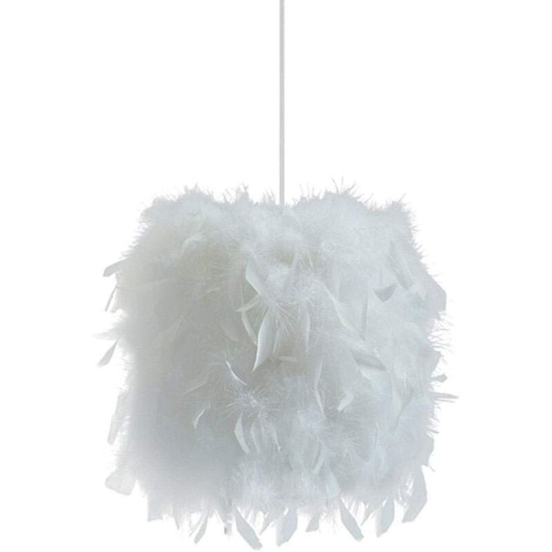 Feather Pendant Light Modern Nordic 23CM Chandelier E27 Feather Lampshade For Living Room Dining Room Bedroom (White)