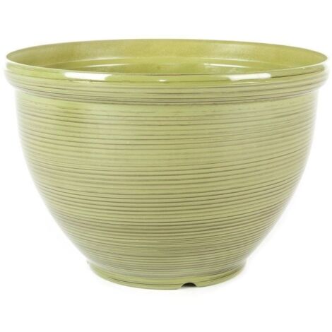 Feather Pot Striped - Green - 29cm-YF38SG