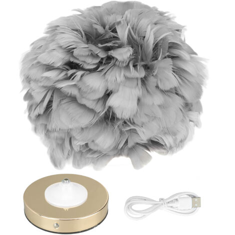 Feather Table Lamp USB Type C 5V Touch Control Stepless Dimming LED Table Lamp for Bedroom Cafe Grey