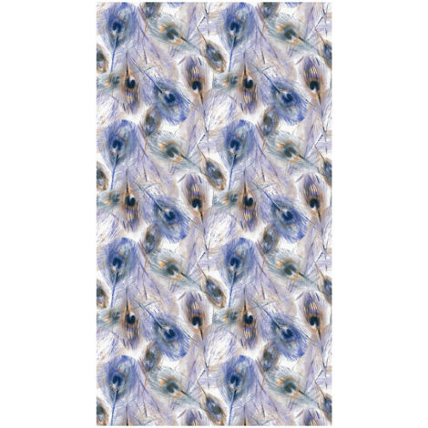 Feathers, rideau imprimé plume de paon bleues 140x245 cm, 1 pièce
