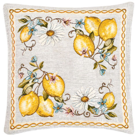 Federa Cuscino Arredo Casa Fodera Tessuto Cinigliato Estivo Limoni, misura40x40coloreLimoni