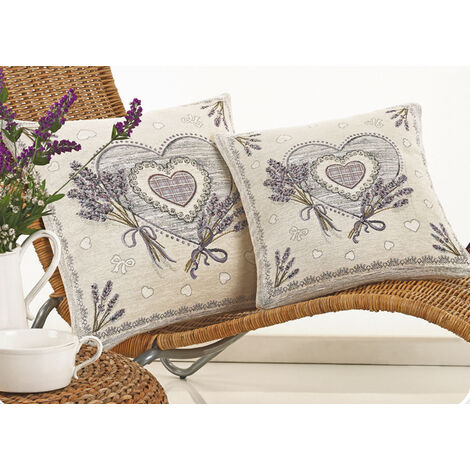 Federa Cuscino Arredo Casa Fodera Tessuto Cinigliato Fantasia Floreale Lavanda, misura50x50coloreLavanda