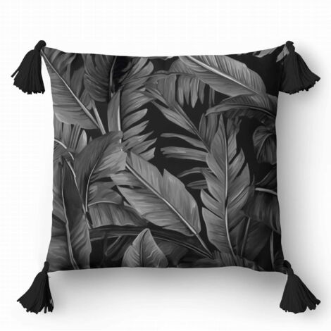Federa decorativa 45x45 Foglie di grafite floreali