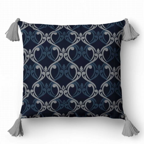 Federa decorativa 45x45 Mosaico blu navy con argento