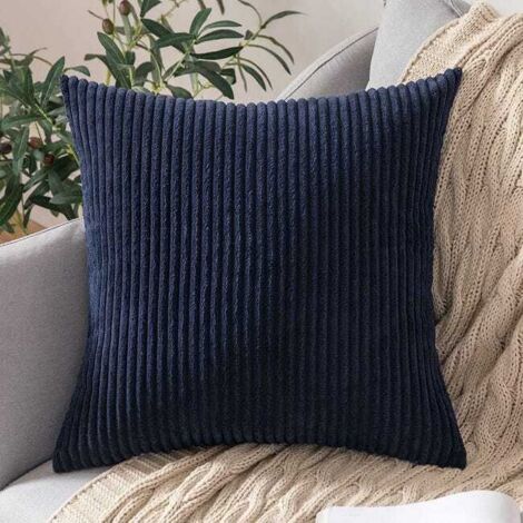 Federa decorativa per cuscino in velluto, morbida federa per divano, soggiorno, set da 2, 45x45 cm, blu navy