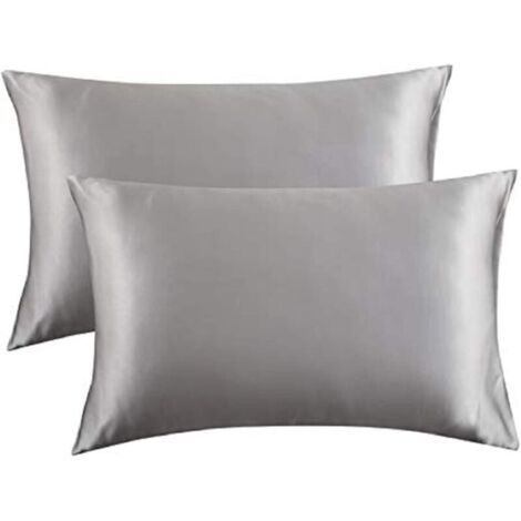 Federa in raso per capelli e pelle, raso grigio scuro