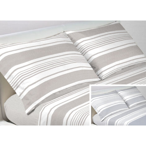 Federa Per Cuscino Arredo Casa Chiusura Zip Fodera Tinto Filo Rigate SV, misura50x50coloreBeige