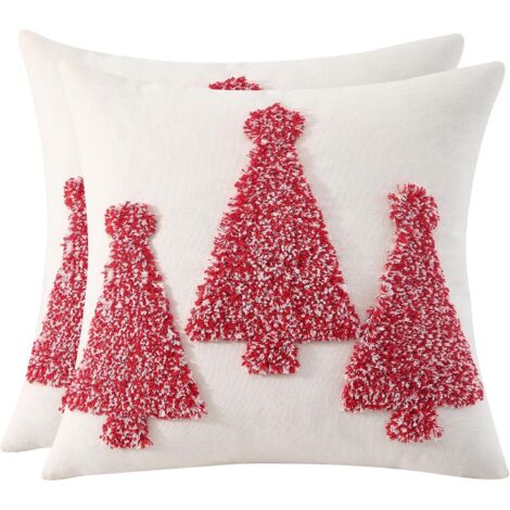 Federe Cuscino Natale Yidaxing: Set Da 4 In Lino Di Cotone, 45x45 Cm, Con Babbo Natale E Renna - 3