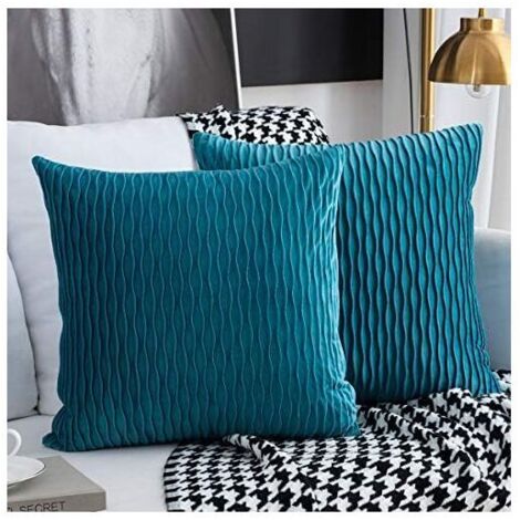 Federa per cuscino in velluto, set di 2 federe decorative per cuscini, federe quadrate con motivo a tinta unita, federe moderne per cuscini