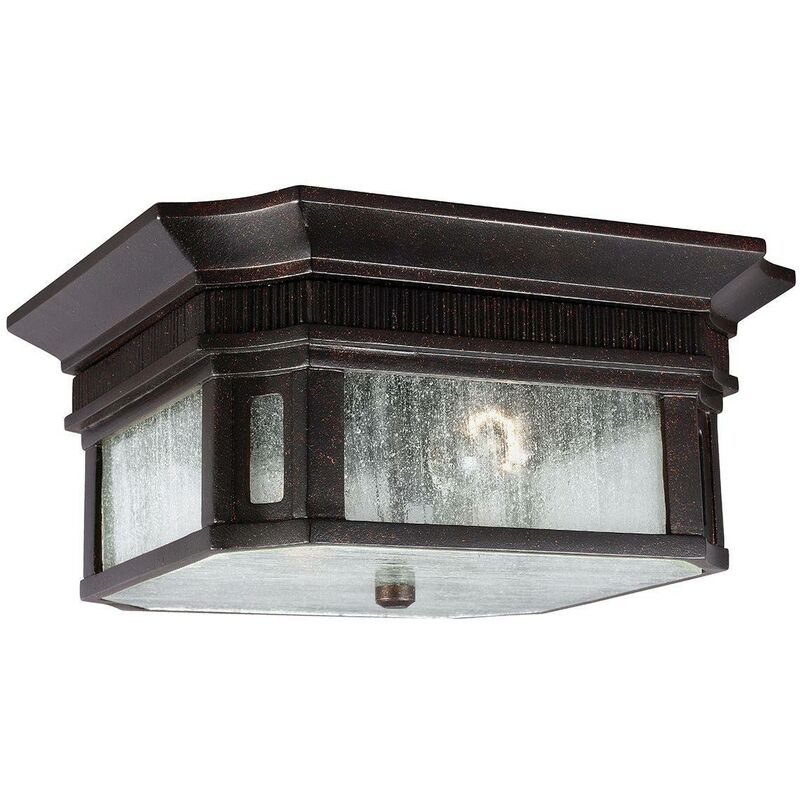 Elstead Federal - 2 Light Bathroom Flush Outdoor Ceiling Lantern Bronze IP44, E27