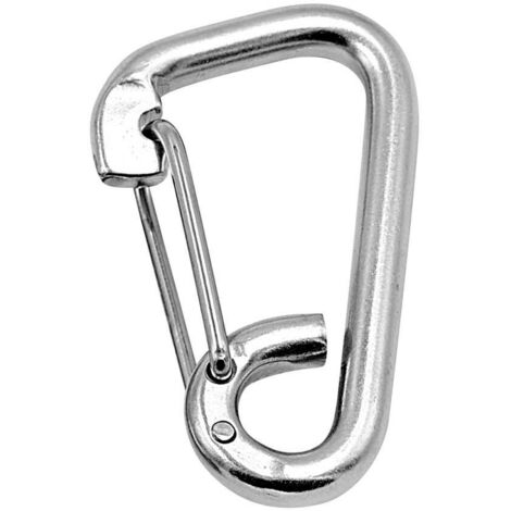 Federbelasteter Karabiner aus Edelstahl für den maritimen Einsatz, einfacher Sicherheitskarabiner für Outdoor-Klettern, Hundeleine, Sicherheitsschlaufe, Schlüsselanhänger, 16160 Edelstahl.
