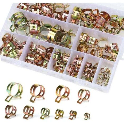 Federclip-Schlauchschelle, Kraftstoffleitung, 100 Stück Schlauchschellen, Federclip-Schlauchschellen mit Aufbewahrungsbox (6–22 mm, Größe 10)