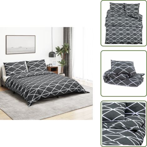 Federe per cuscino - vidaXL Set Copripiumino Grigio 200x200 cm in Cotone - Biancheria da letto