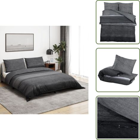 Federe per cuscino - vidaXL Set Copripiumino Grigio Scuro 200x200 cm in Cotone - Biancheria da letto