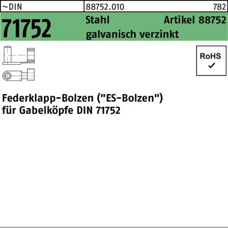 Federklappbolzen R 88752 ES 6x 12 Stahl galv.verz. 10 Stück