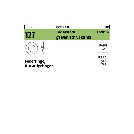 Federring DIN 127 A 3 Federstahl galv.verz. 100 Stück