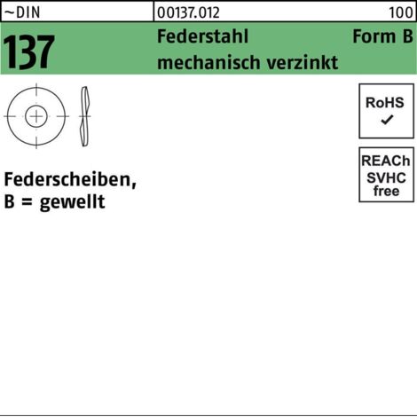 Federscheibe DIN 137 B 10 Federstahl mech.verz. 100 Stück