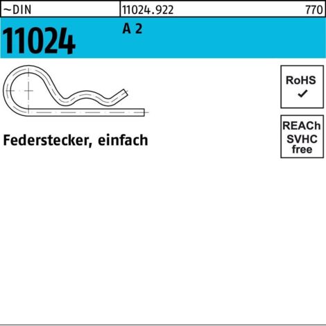Federstecker DIN 11024 DrahtD. 4 A 2 einfach 25 Stück