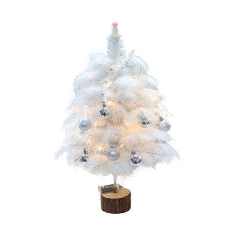 Federweihnachtsbaum mit Lichterkette, künstliche Dekoration für den Partytisch