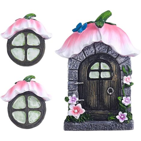Fée Porte de Jardin Miniature pour Arbres, Accessoires GNOME, Décoration Maison Arbre, Porte de Fée Fleur
