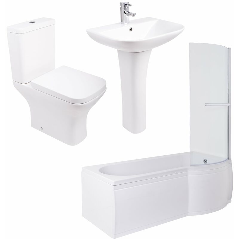 Feel Curved Bathroom Suite with Right Hand p Shape Shower Bath