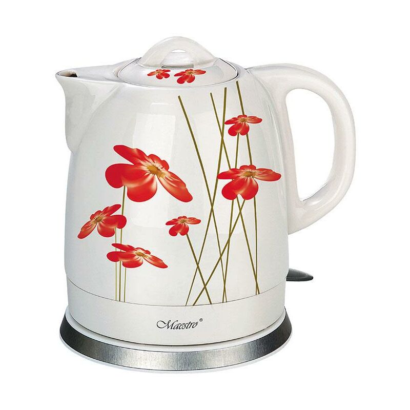 Image of Maestro - Feel mr-066-red fiori bollitore elettrico 1,5 l 1200 w rosso, bianco