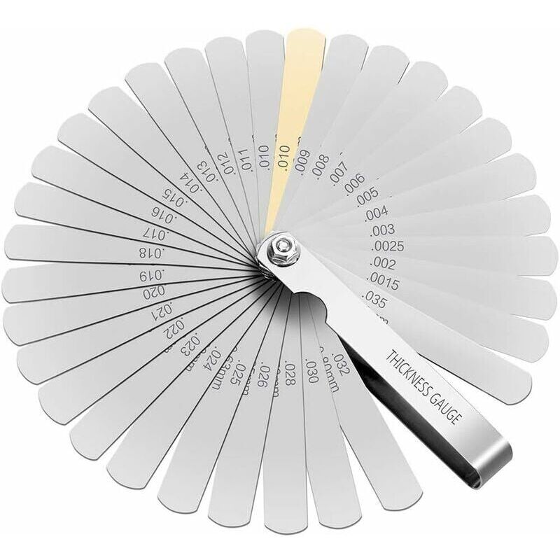 Feeler Gauge Set with 32 Blades, Stainless Steel Feeler Gauge with Double Marking, Metric/Imperial, for Measuring Gap Width or Thickness