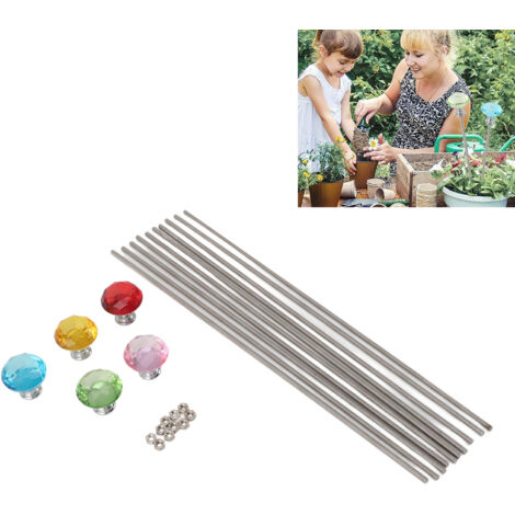 Feenblumenbeet-Installationsset, 10 Edelstahl-M4-Stängel & 5 Kristalläpfel – DIY-Feengärten