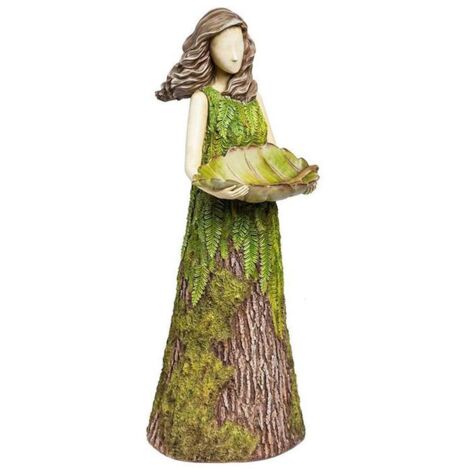 Feengartenfigur mit Vogelfutterhaus, handgefertigte Gartendekoration aus Kunstharz für den Außenbereich