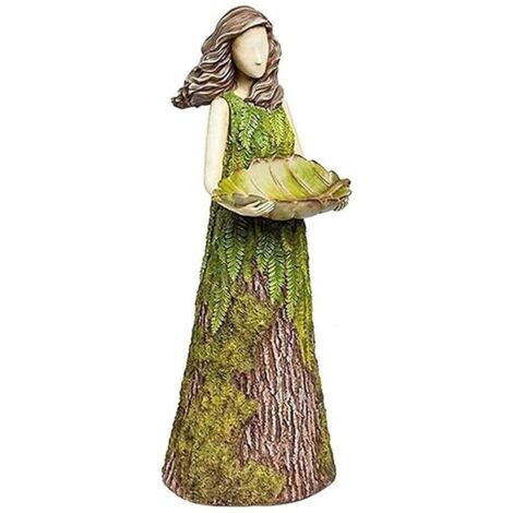 Feengartenstatue mit Vogelfutterhaus, Kunstharzskulptur für die Außendekoration