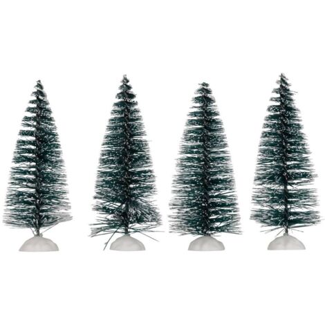 Feeric Christmas - Accessoires pour Village de Noël  Lot de 4 Sapins avec pieds H 15 cm
